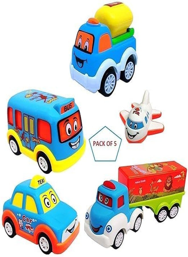 EONWISE Fun Auto Unbreakable Car Set Pull Back Transport Vehicles Push and Go Crawling Toy for Kids, Power Friction Cars Pull Back for 2+ Years Boys & Girls (Multi) (5 pcs) - Image 4